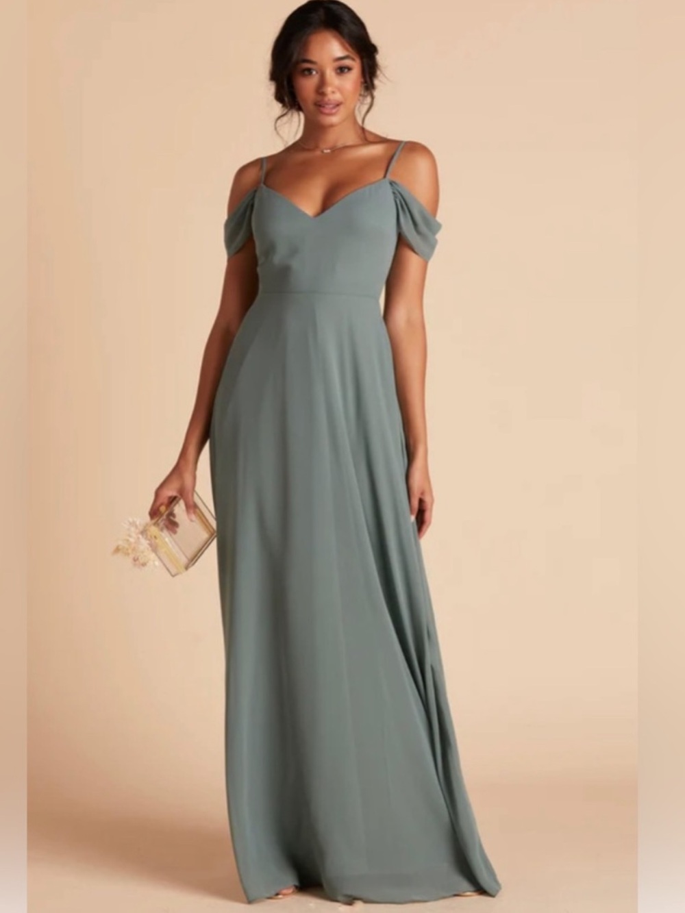Birdy Grey Devin In Sea Glass Cold-Shoulder Maxi Dress